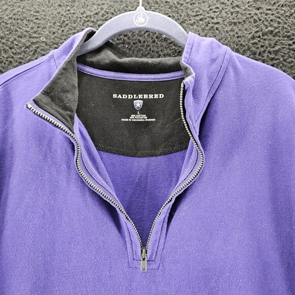 SaddleBred Womens Pullover Purple Size Large Cotton Blend Long Sleeve 1/2 Zip - Picture 8 of 12